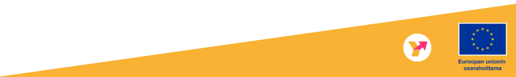 alabanneri Yhdenvertaiset koulutuspolut lapin alueella - oranssi pannerikuva, misäs hankkeen logo sekä EU:n osarahoittama lippulogo. Logossa Sininen tausta ja oranssit tähdet ympyrän muotoisessa kuviossa. Alla tekstinä Euroopan unionin osarahoittama.